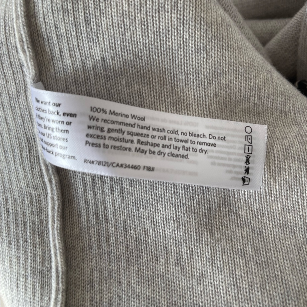 Eileen Fisher Fine Merino Wool Long V Neck Cardigan with Pockets Light Gray L - Picture 8 of 11